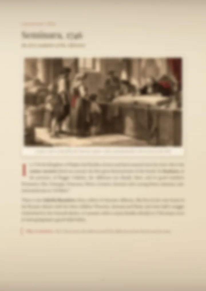 A blurred page from the PDF on the Alfarone surname