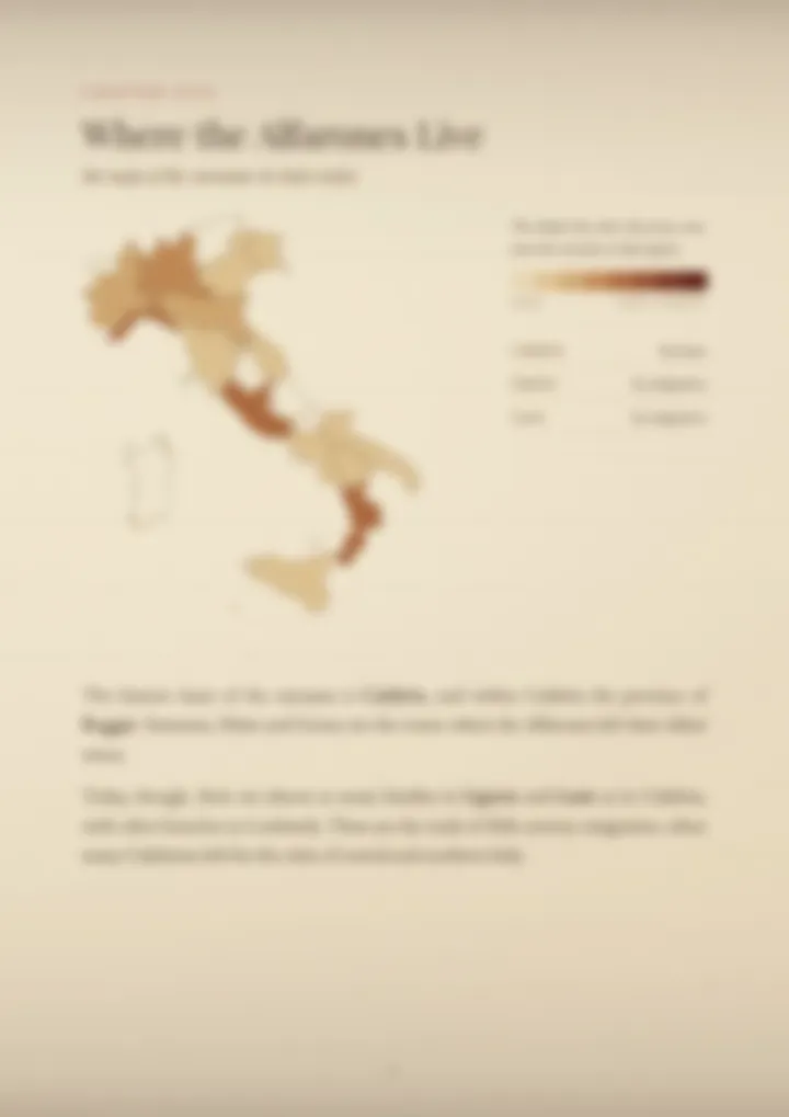 A blurred page from the PDF on the Alfarone surname