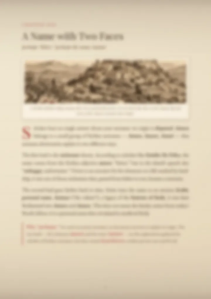 A blurred page from the PDF on the Amara surname
