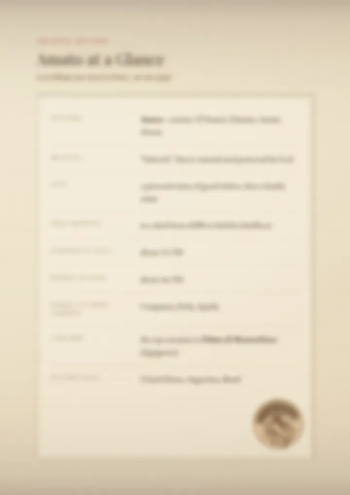 A blurred page from the PDF on the Amato surname