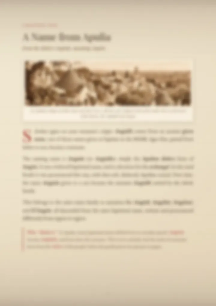 A blurred page from the PDF on the Angiulli surname