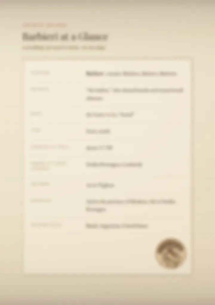 A blurred page from the PDF on the Barbieri surname