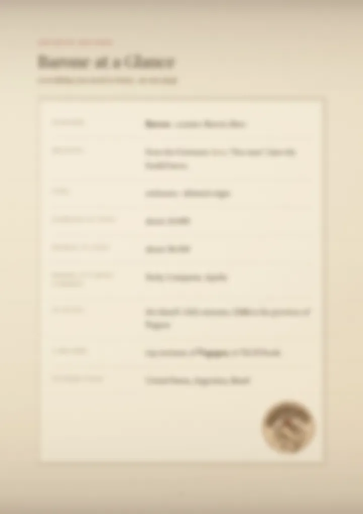 A blurred page from the PDF on the Barone surname