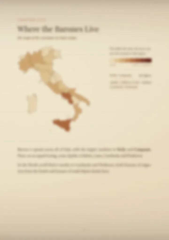 A blurred page from the PDF on the Barone surname