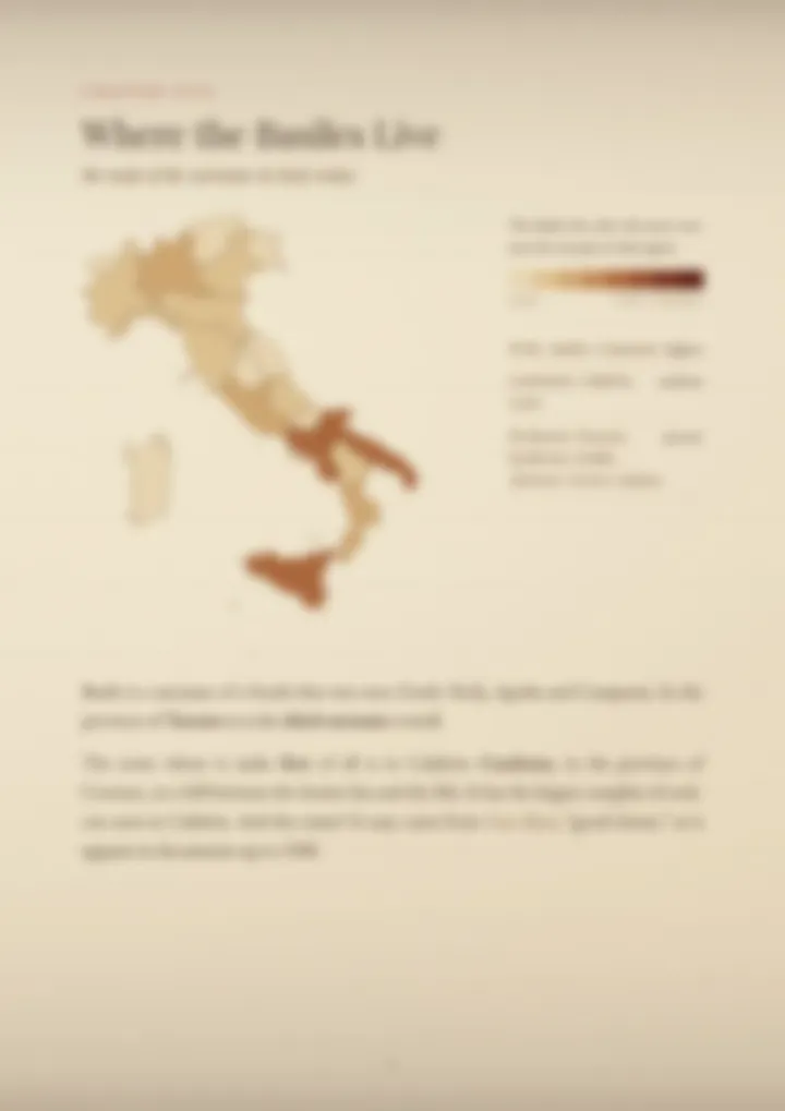 A blurred page from the PDF on the Basile surname