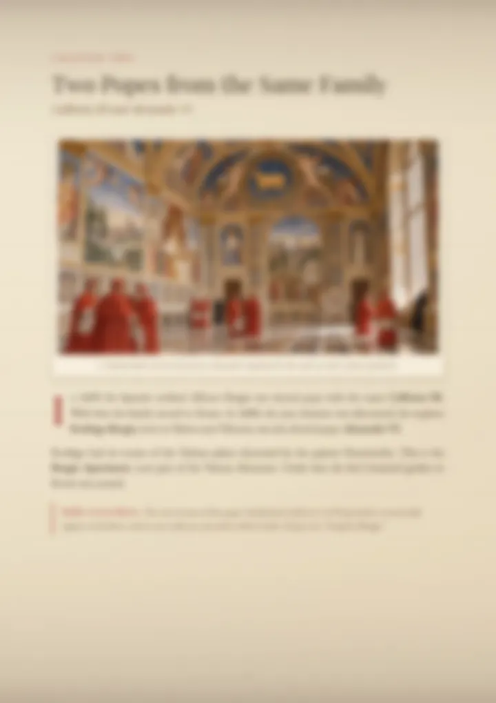 A blurred page from the PDF on the Borgia surname