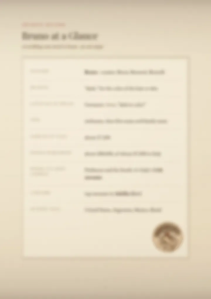 A blurred page from the PDF on the Bruno surname