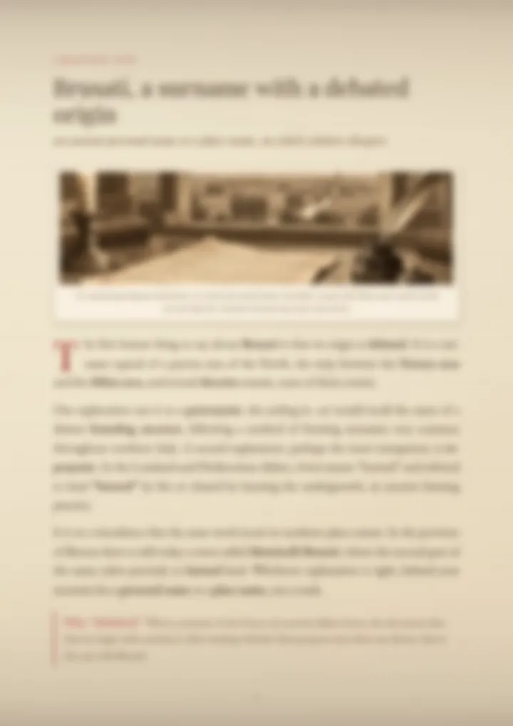 A blurred page from the PDF on the Brusati surname