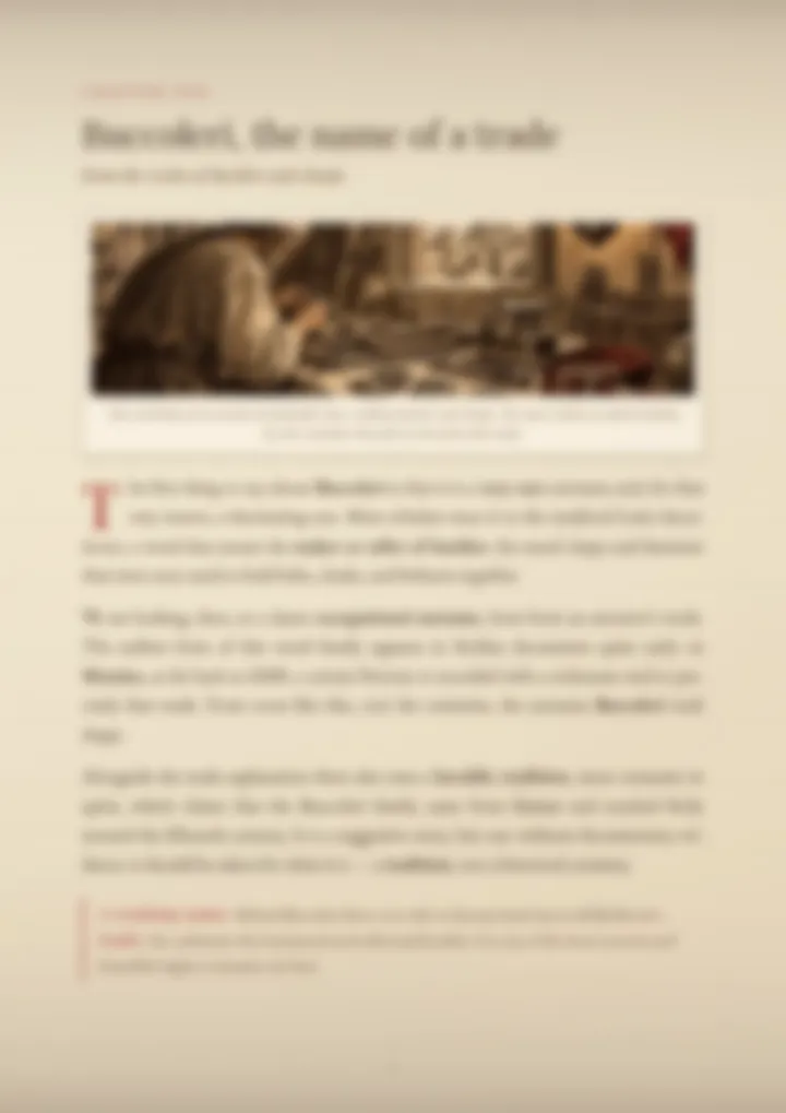 A blurred page from the PDF on the Buccoleri surname