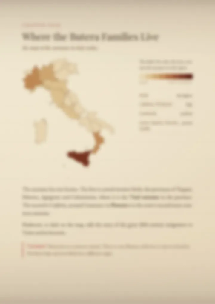 A blurred page from the PDF on the Butera surname