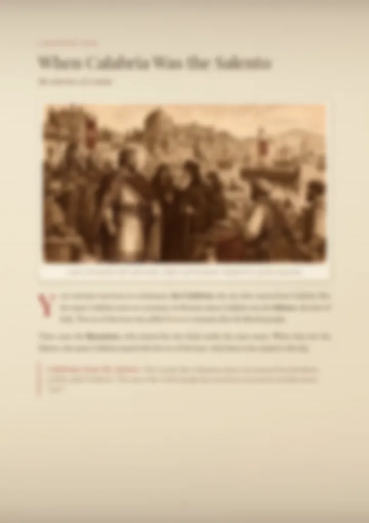 A blurred page from the PDF on the Calabrese surname