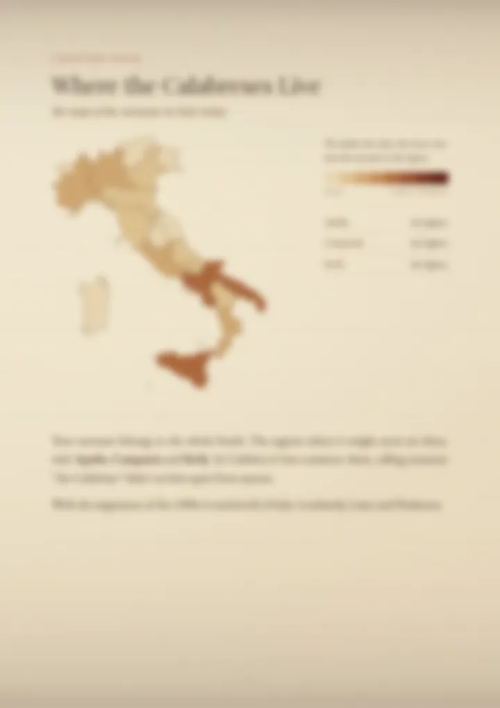 A blurred page from the PDF on the Calabrese surname