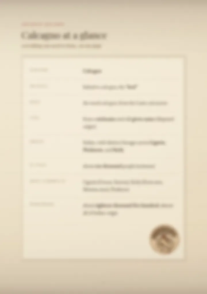 A blurred page from the PDF on the Calcagno surname