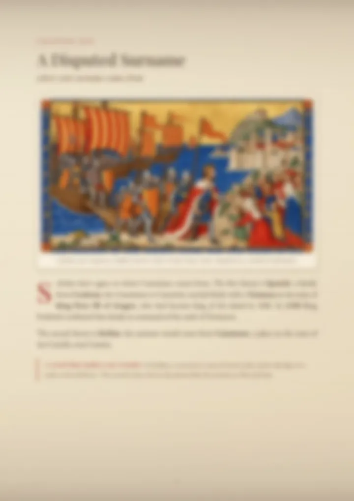 A blurred page from the PDF on the Cannizzaro surname