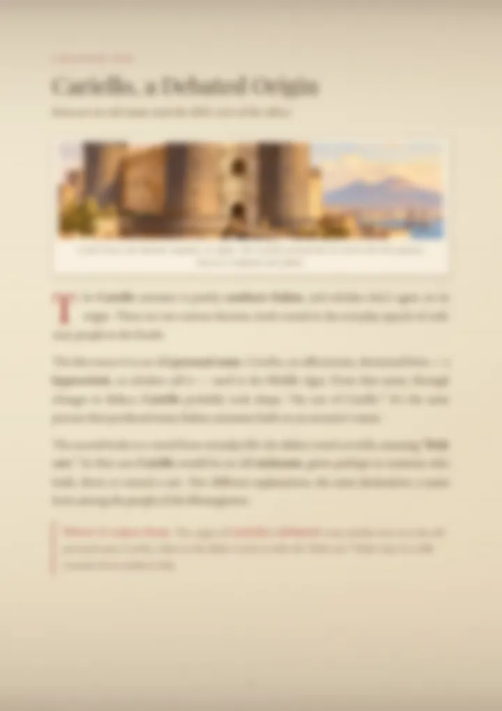 A blurred page from the PDF on the Cariello surname