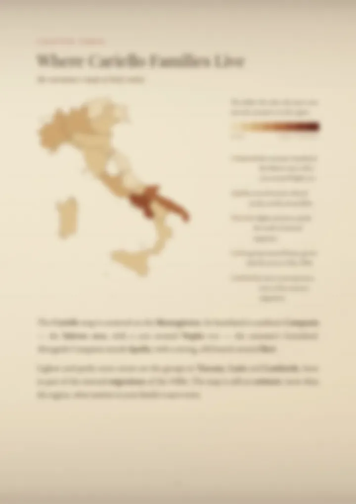 A blurred page from the PDF on the Cariello surname
