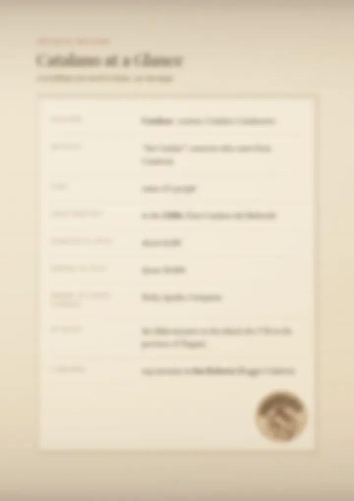 A blurred page from the PDF on the Catalano surname