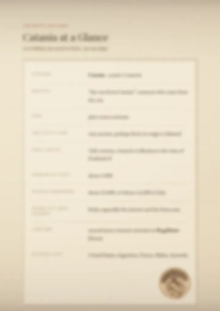 A blurred page from the PDF on the Catania surname