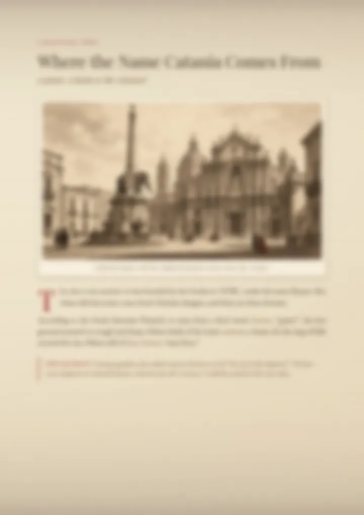 A blurred page from the PDF on the Catania surname