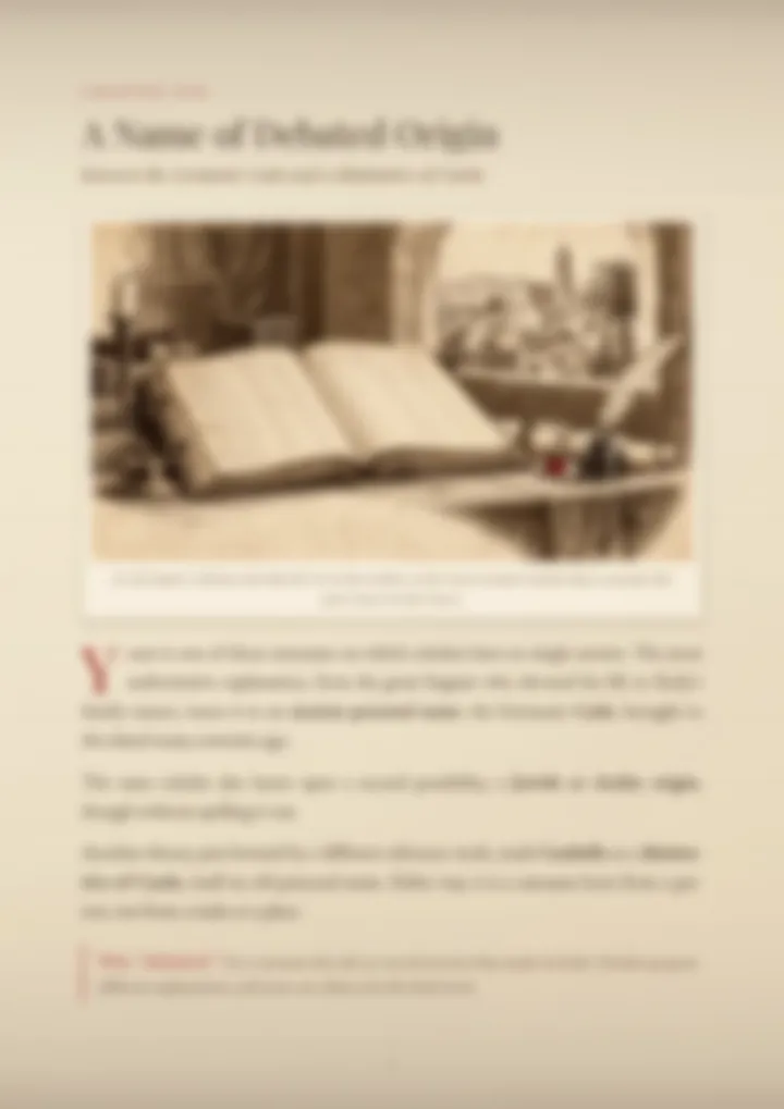 A blurred page from the PDF on the Caudullo surname