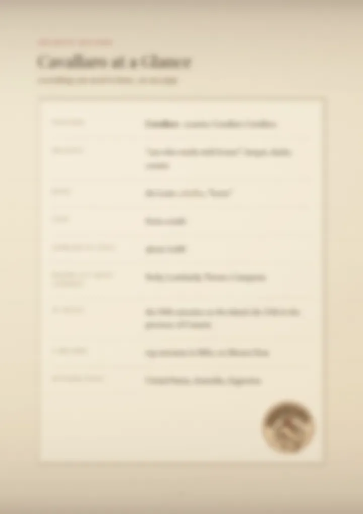 A blurred page from the PDF on the Cavallaro surname