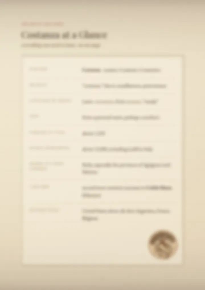 A blurred page from the PDF on the Costanza surname