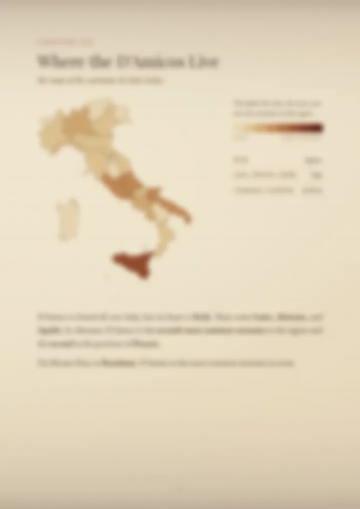 A blurred page from the PDF on the D’Amico surname