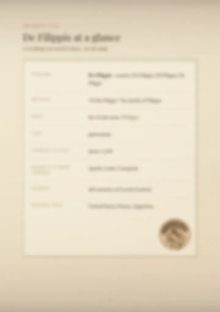 A blurred page from the PDF on the De Filippis surname
