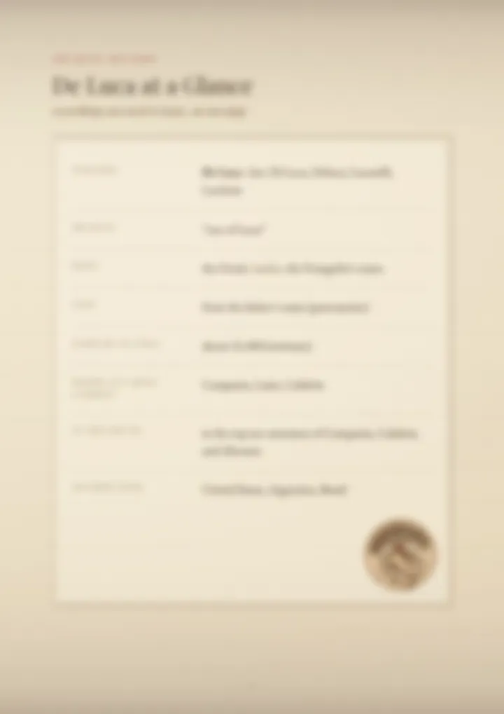 A blurred page from the PDF on the De Luca surname