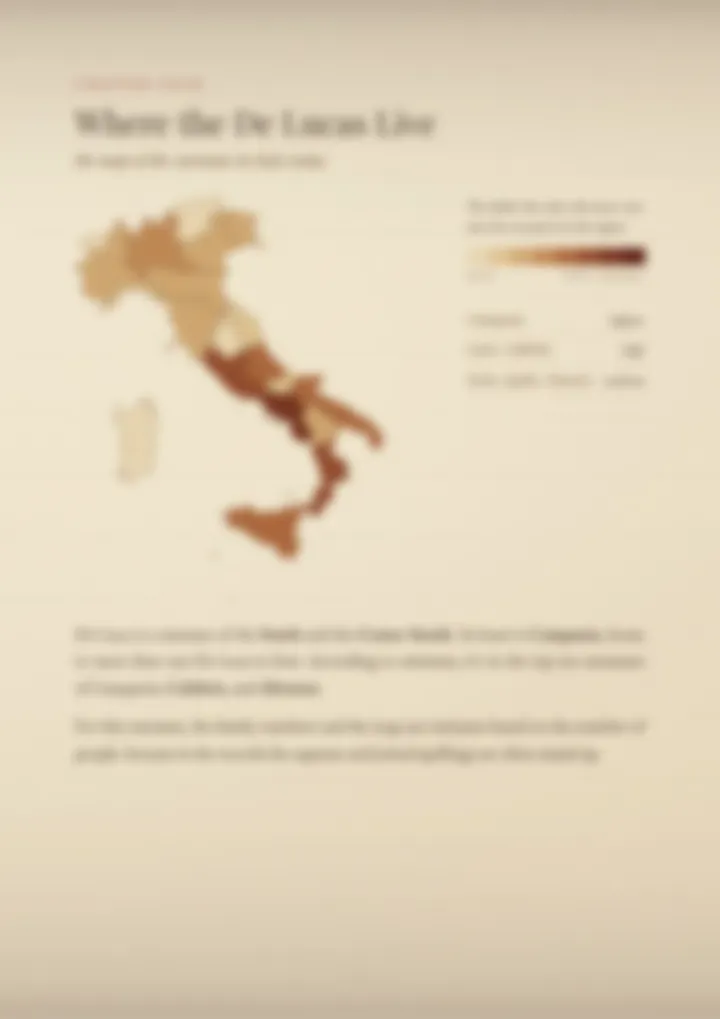 A blurred page from the PDF on the De Luca surname