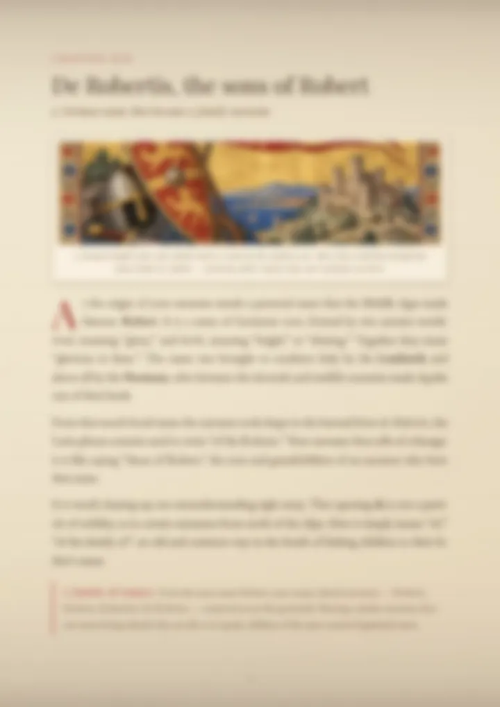 A blurred page from the PDF on the De Robertis surname