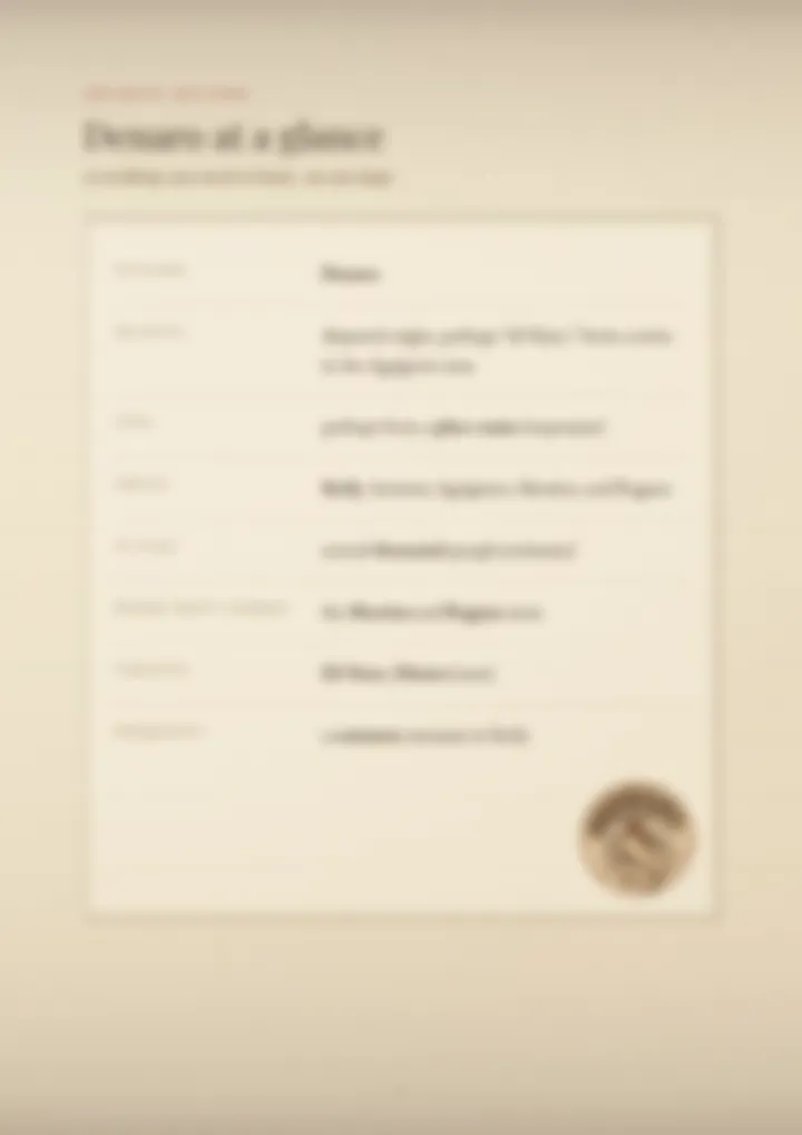 A blurred page from the PDF on the Denaro surname
