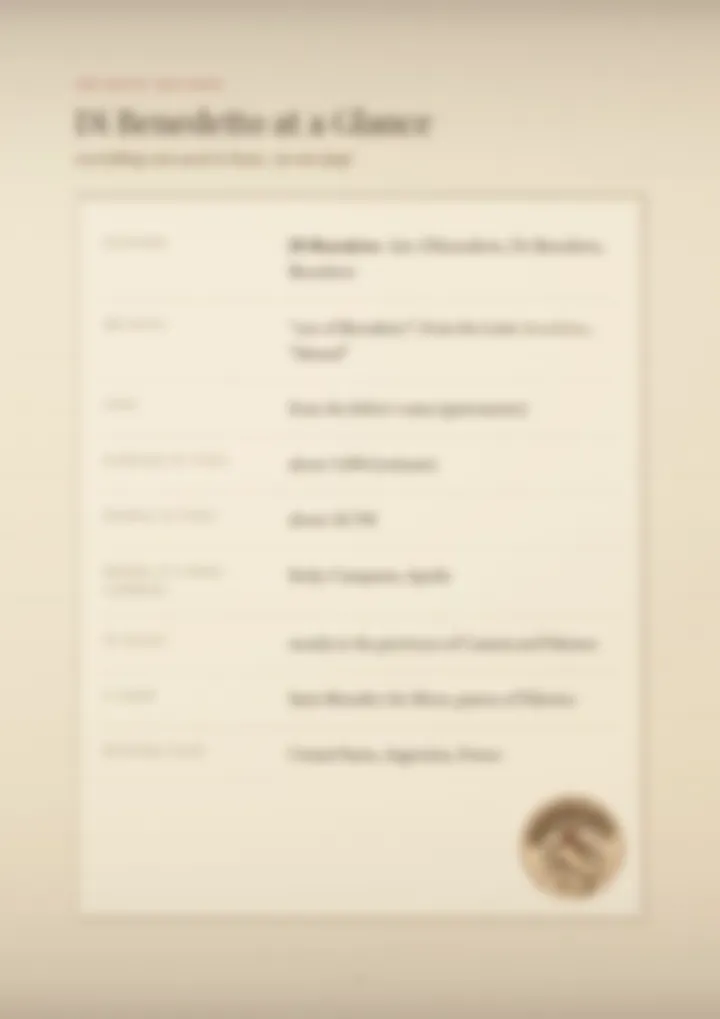 A blurred page from the PDF on the Di Benedetto surname