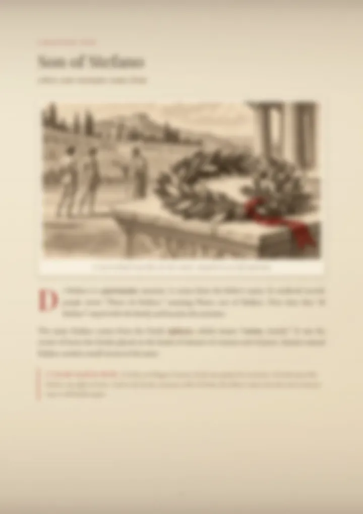 A blurred page from the PDF on the Di Stefano surname