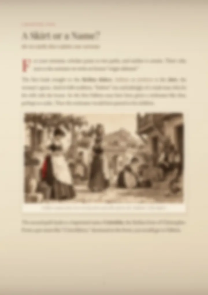 A blurred page from the PDF on the Falletta surname