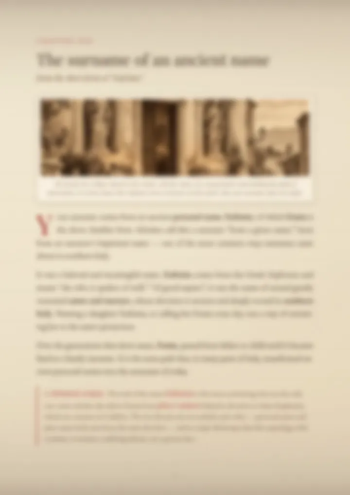 A blurred page from the PDF on the Femia surname
