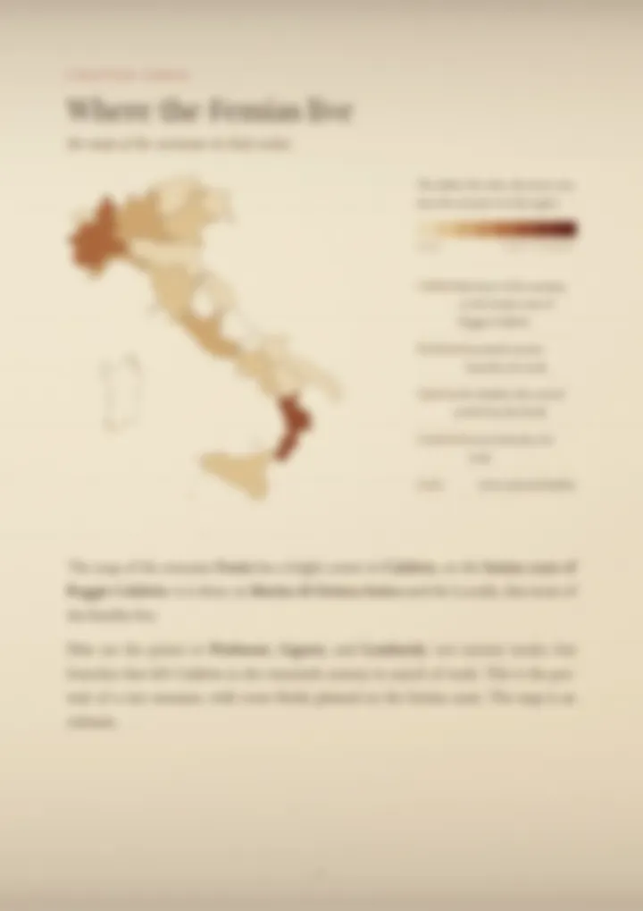 A blurred page from the PDF on the Femia surname