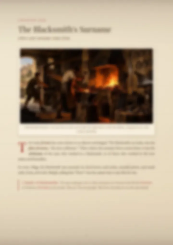 A blurred page from the PDF on the Ferro surname