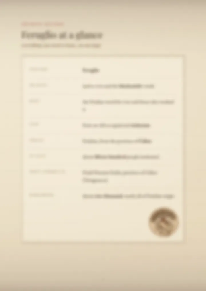 A blurred page from the PDF on the Feruglio surname