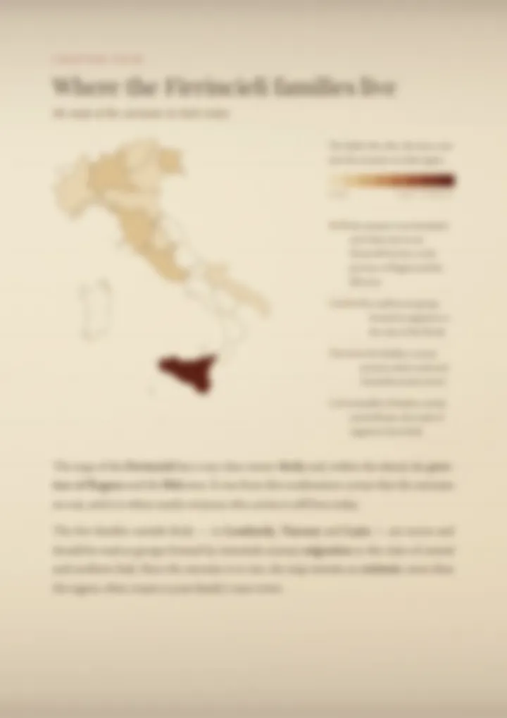 A blurred page from the PDF on the Firrincieli surname