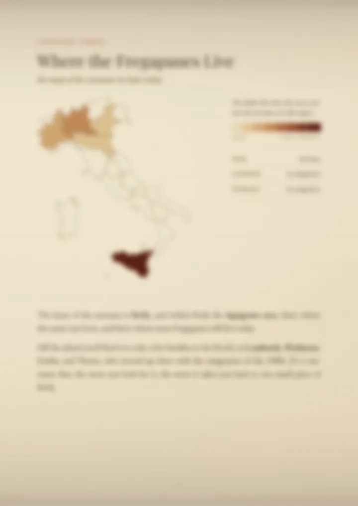 A blurred page from the PDF on the Fregapane surname