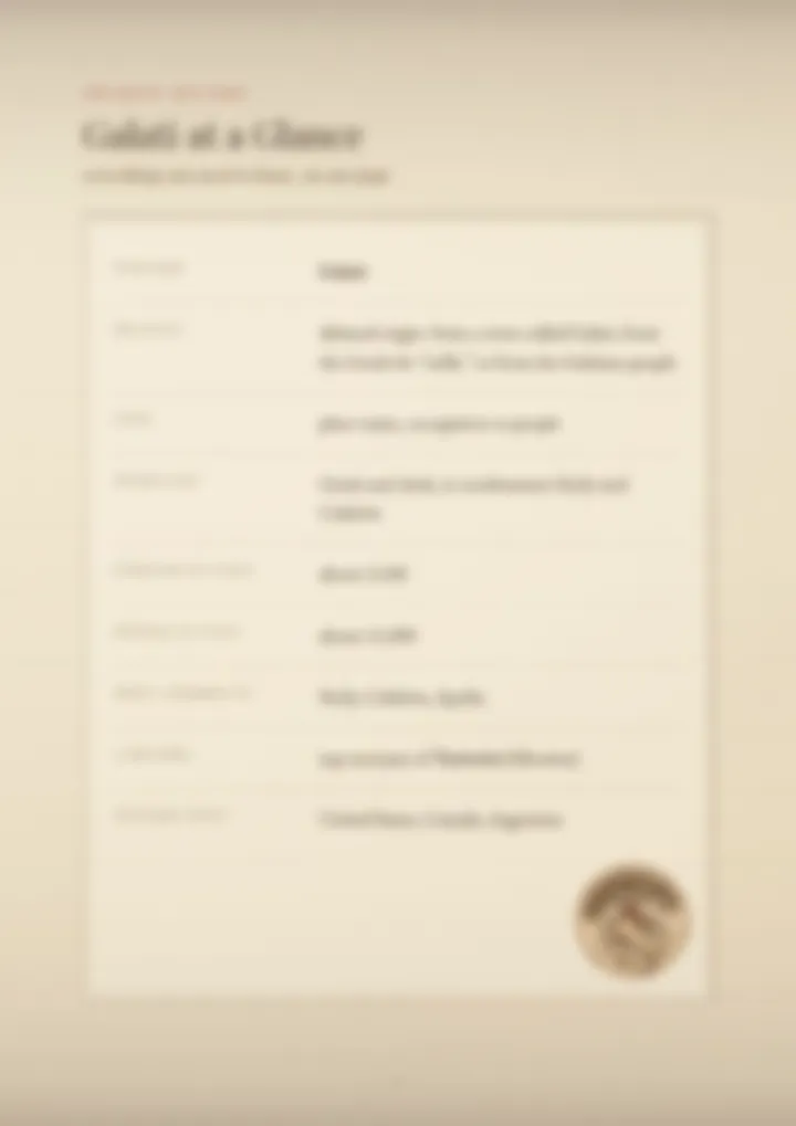 A blurred page from the PDF on the Galati surname