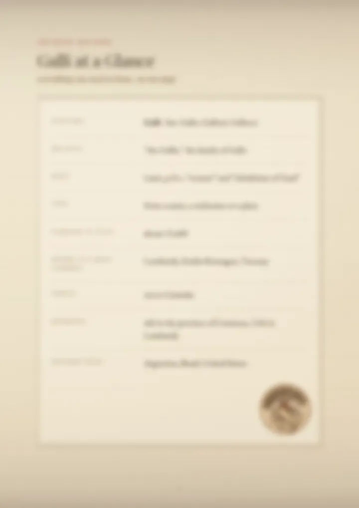 A blurred page from the PDF on the Galli surname