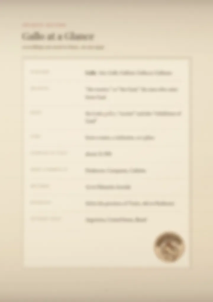 A blurred page from the PDF on the Gallo surname