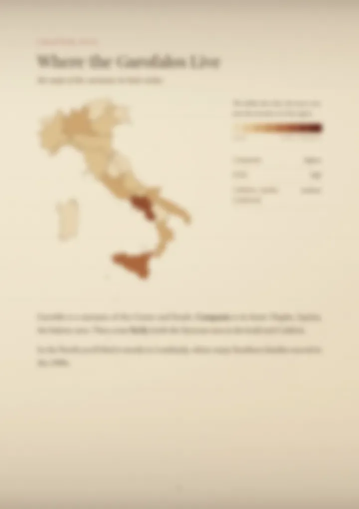A blurred page from the PDF on the Garofalo surname