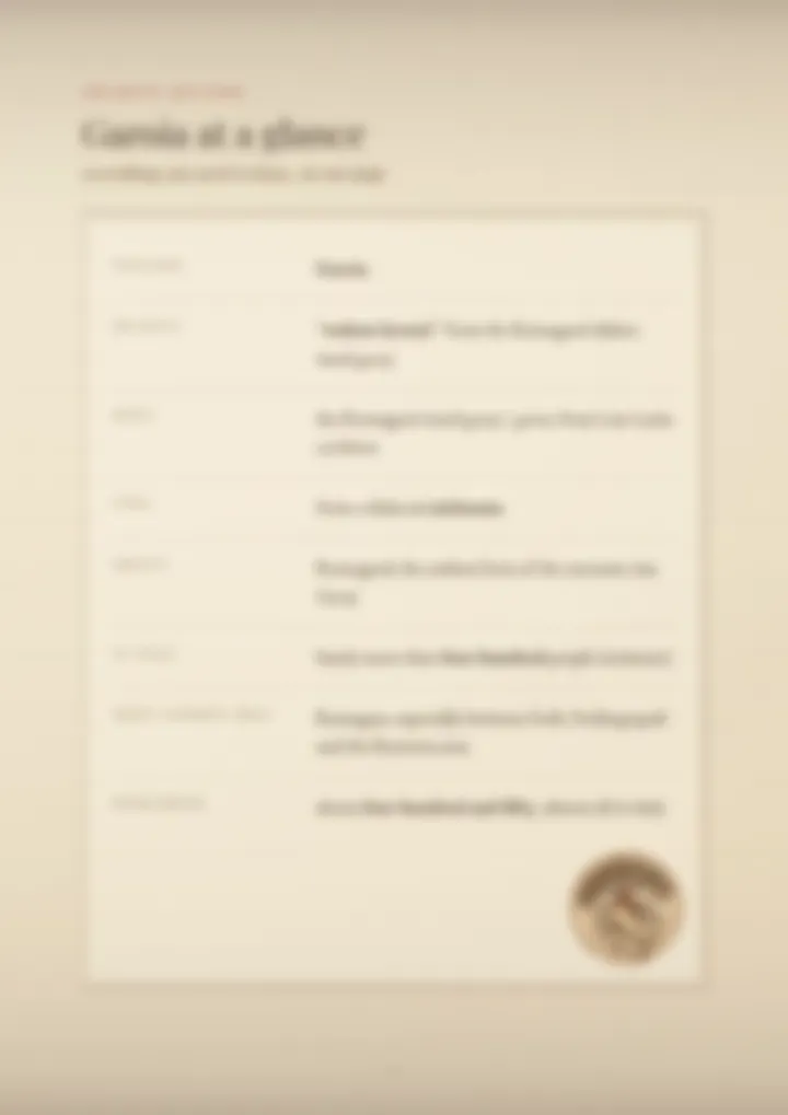 A blurred page from the PDF on the Garoia surname