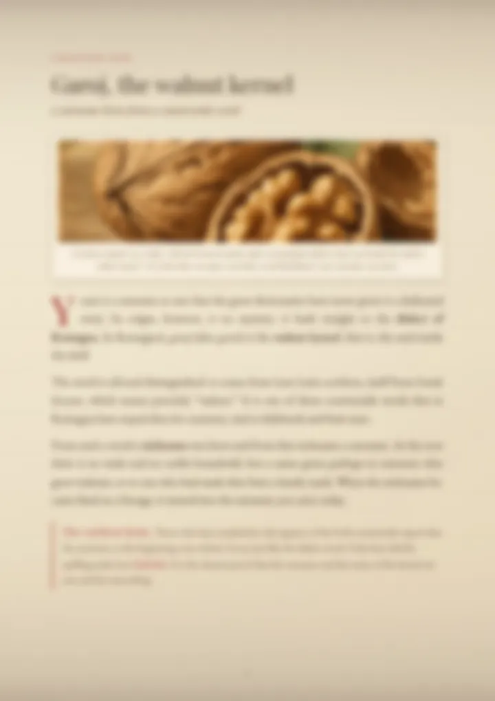 A blurred page from the PDF on the Garoia surname