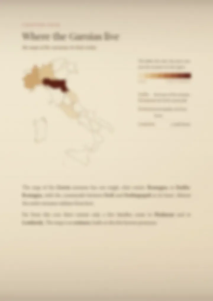 A blurred page from the PDF on the Garoia surname