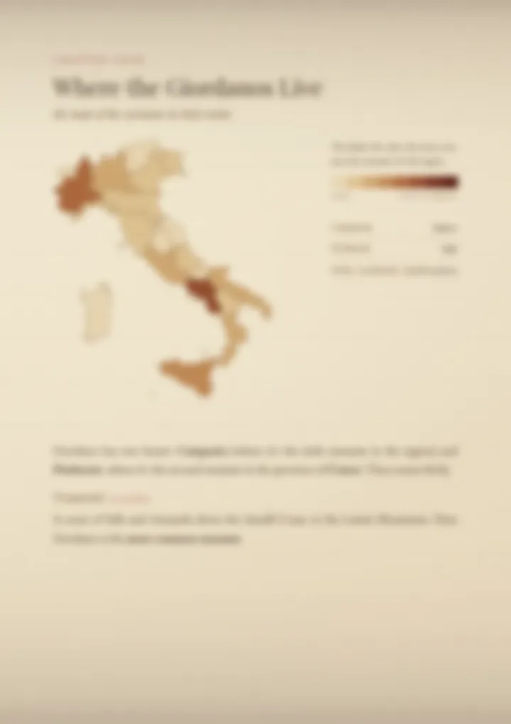 A blurred page from the PDF on the Giordano surname
