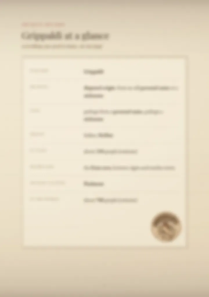 A blurred page from the PDF on the Grippaldi surname